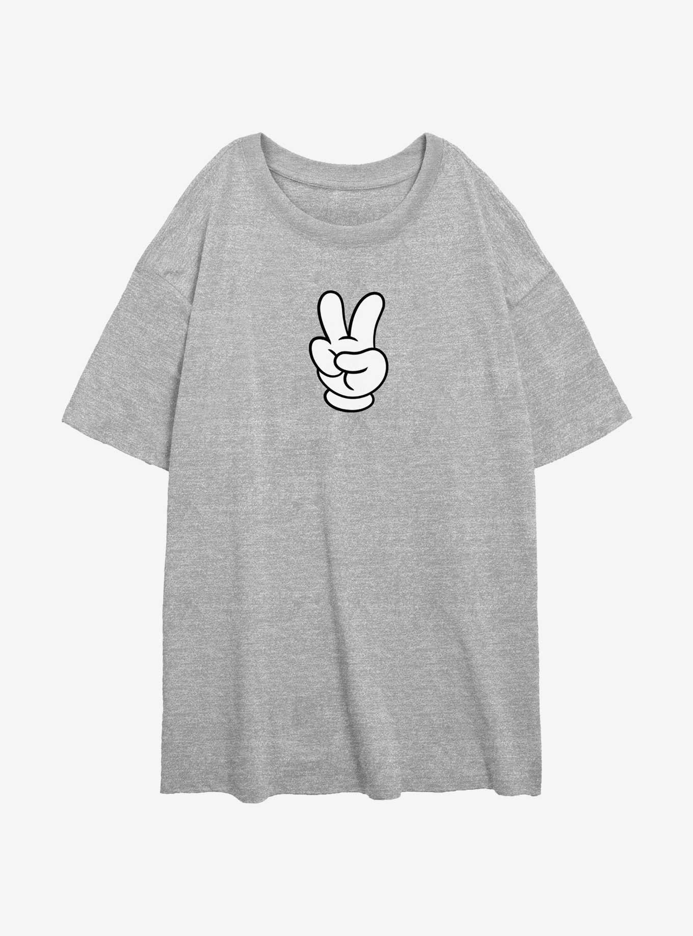 Disney Mickey Mouse Peace Hand Girls Oversized T-Shirt, ATH HTR, hi-res