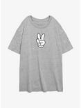 Disney Mickey Mouse Peace Hand Womens Oversized T-Shirt, ATH HTR, hi-res