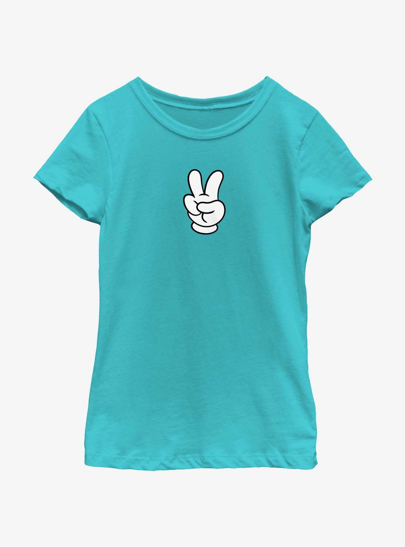 Disney Mickey Mouse Peace Hand Girls Youth T-Shirt