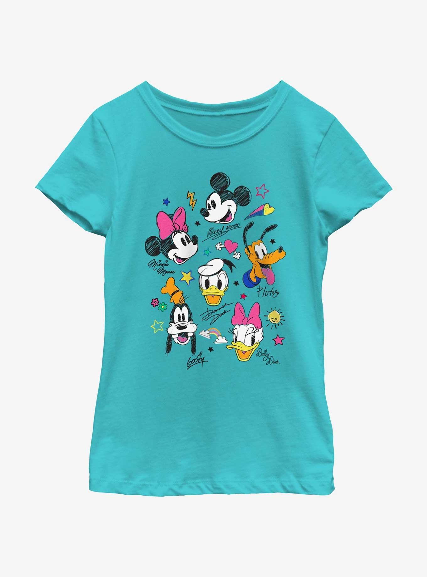 Disney Mickey Mouse Doodle Crew Girls Youth T-Shirt