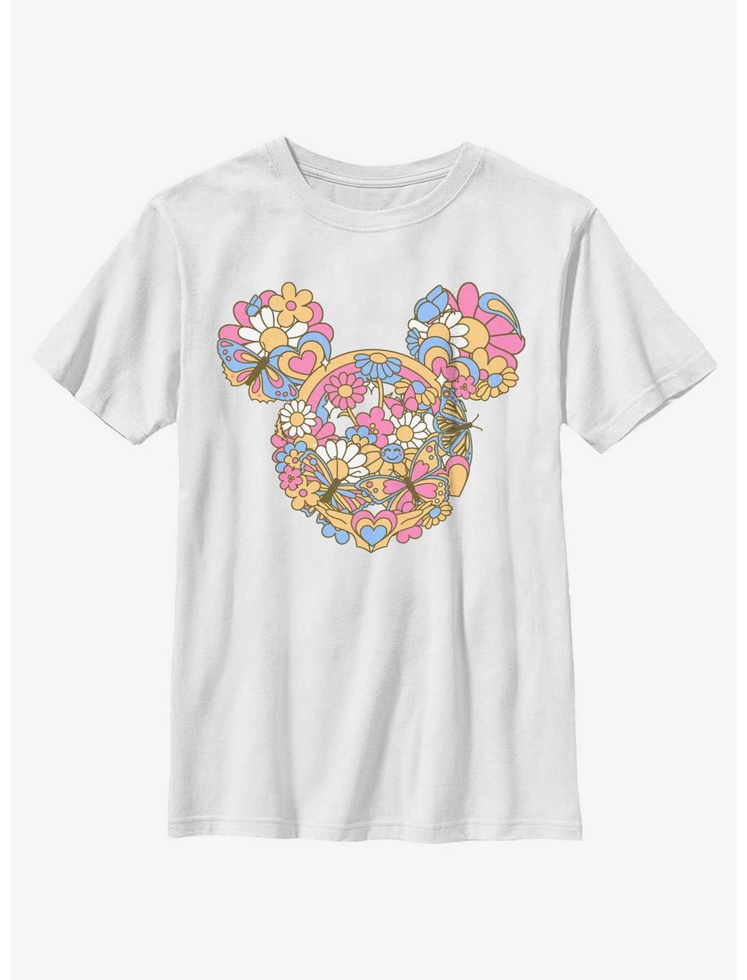 Disney Mickey Mouse Floral Head Youth T-Shirt, WHITE, hi-res