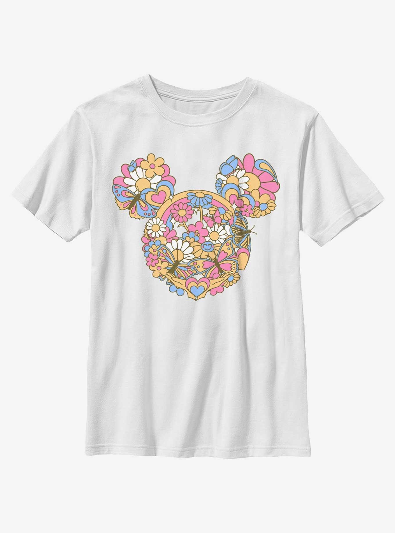 Disney Mickey Mouse Floral Head Youth T-Shirt, , hi-res
