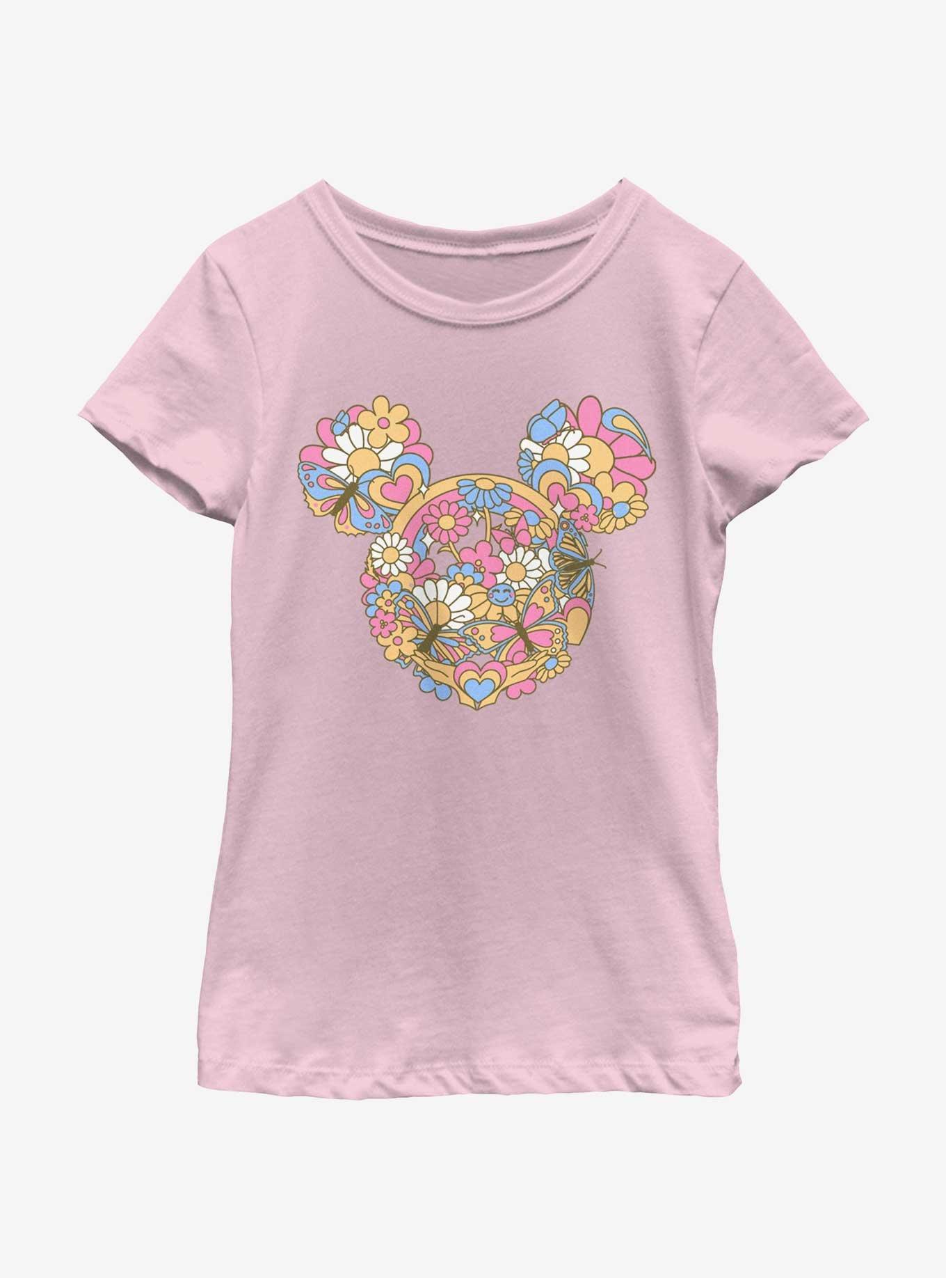 Disney Mickey Mouse Floral Head Girls Youth T-Shirt