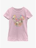 Disney Mickey Mouse Floral Head Girls Youth T-Shirt, PINK, hi-res