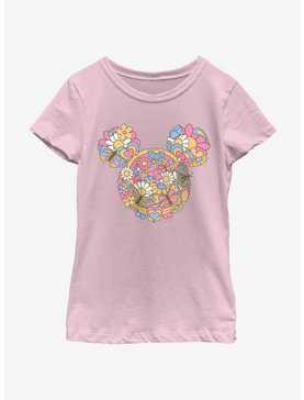 Disney Mickey Mouse Floral Head Girls Youth T-Shirt, , hi-res