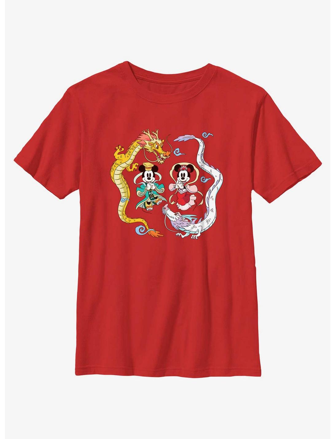 Disney Mickey Mouse Mickey Minnie And Dragons Youth T-Shirt, RED, hi-res
