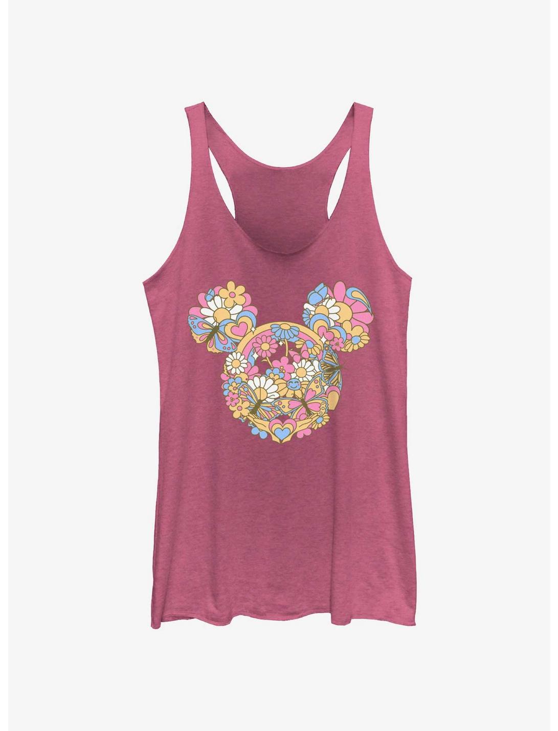 Disney Mickey Mouse Floral Head Womens Tank Top, PINK HTR, hi-res