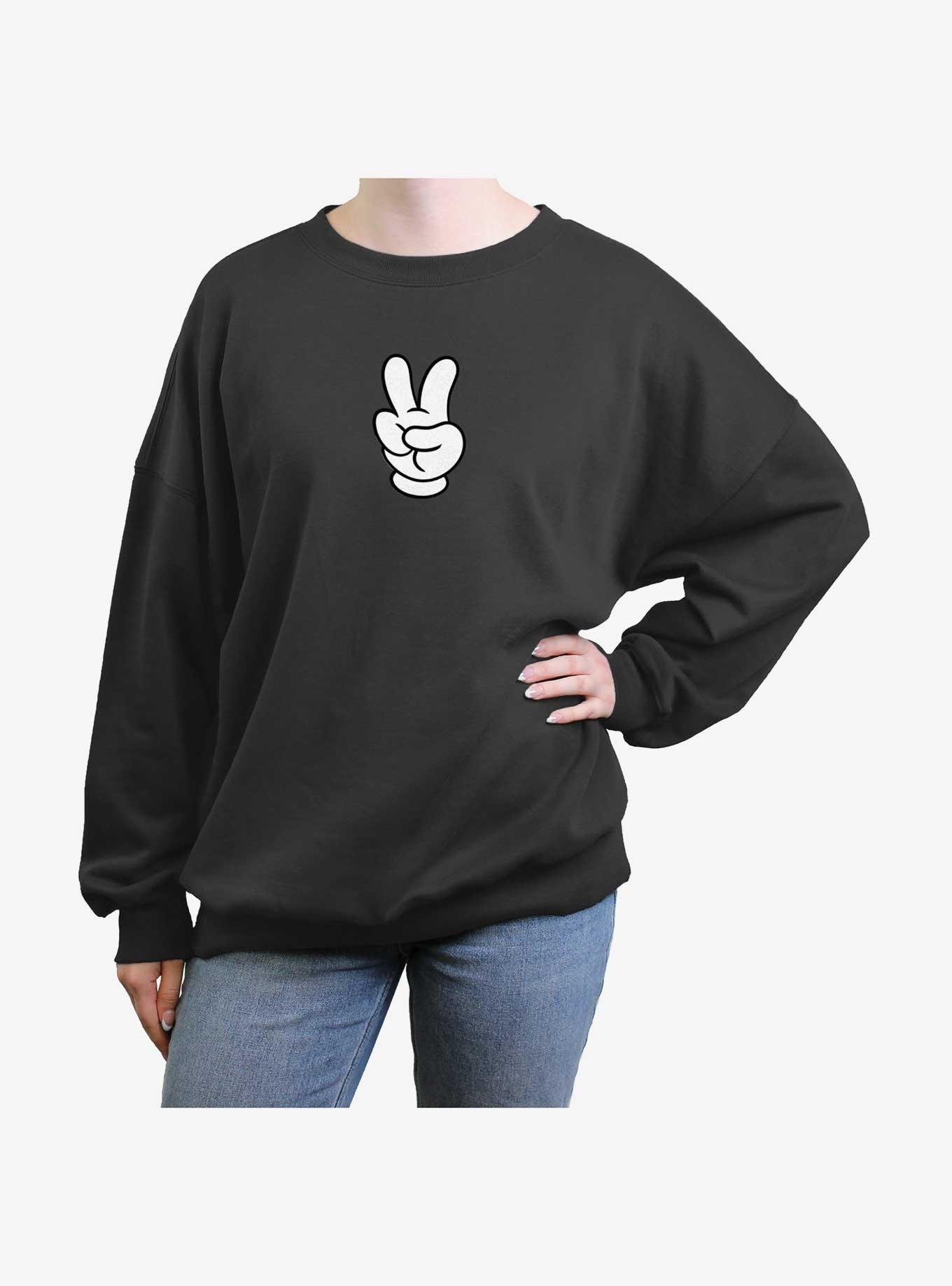 Disney Mickey Mouse Peace Hand Womens Oversized Sweatshirt