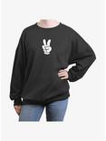 Disney Mickey Mouse Peace Hand Womens Oversized Sweatshirt, CHARCOAL, hi-res