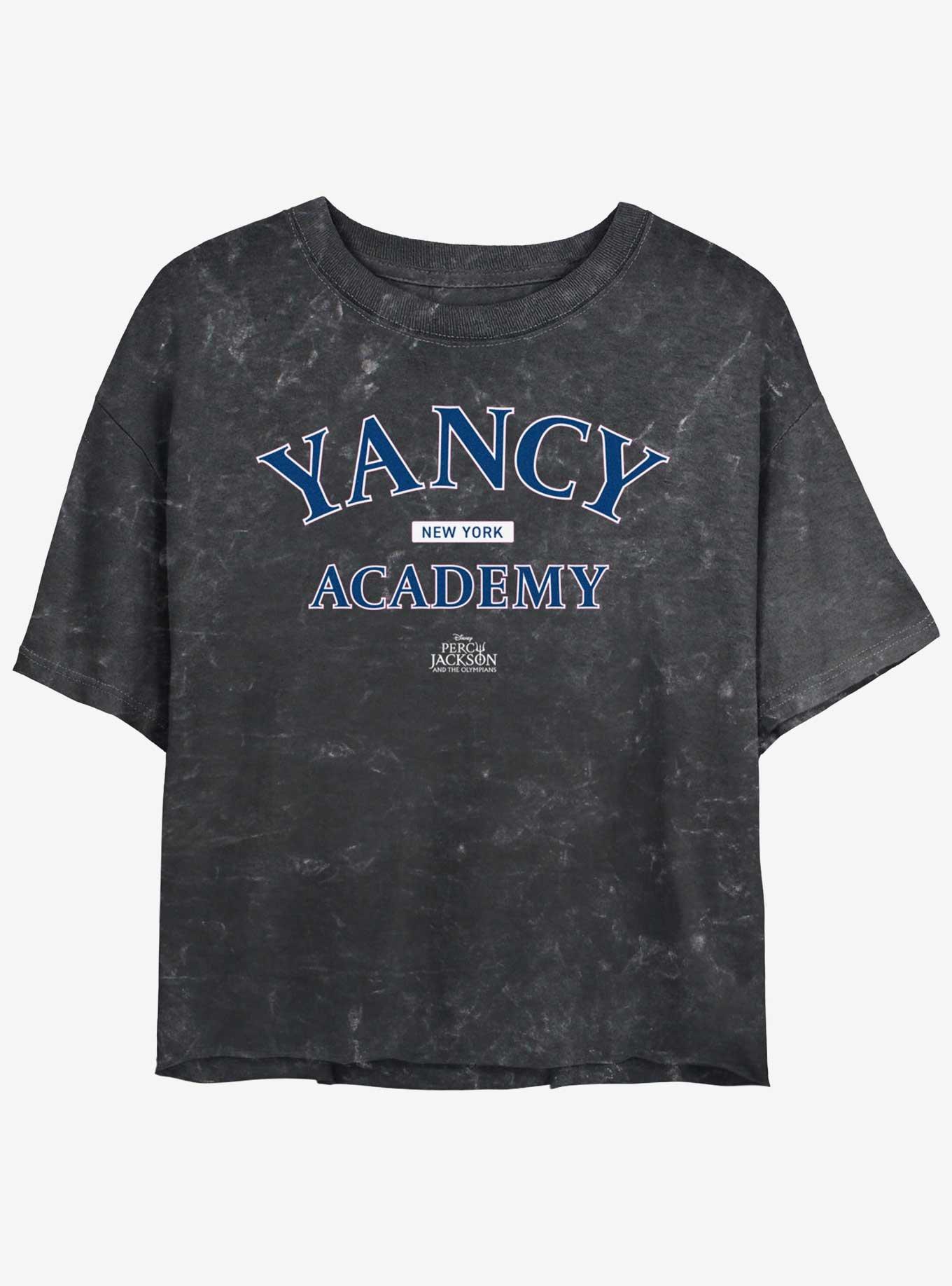 Disney Percy Jackson And The Olympians Yancy Academy Logo Mineral Wash Womens Crop T-Shirt, , hi-res