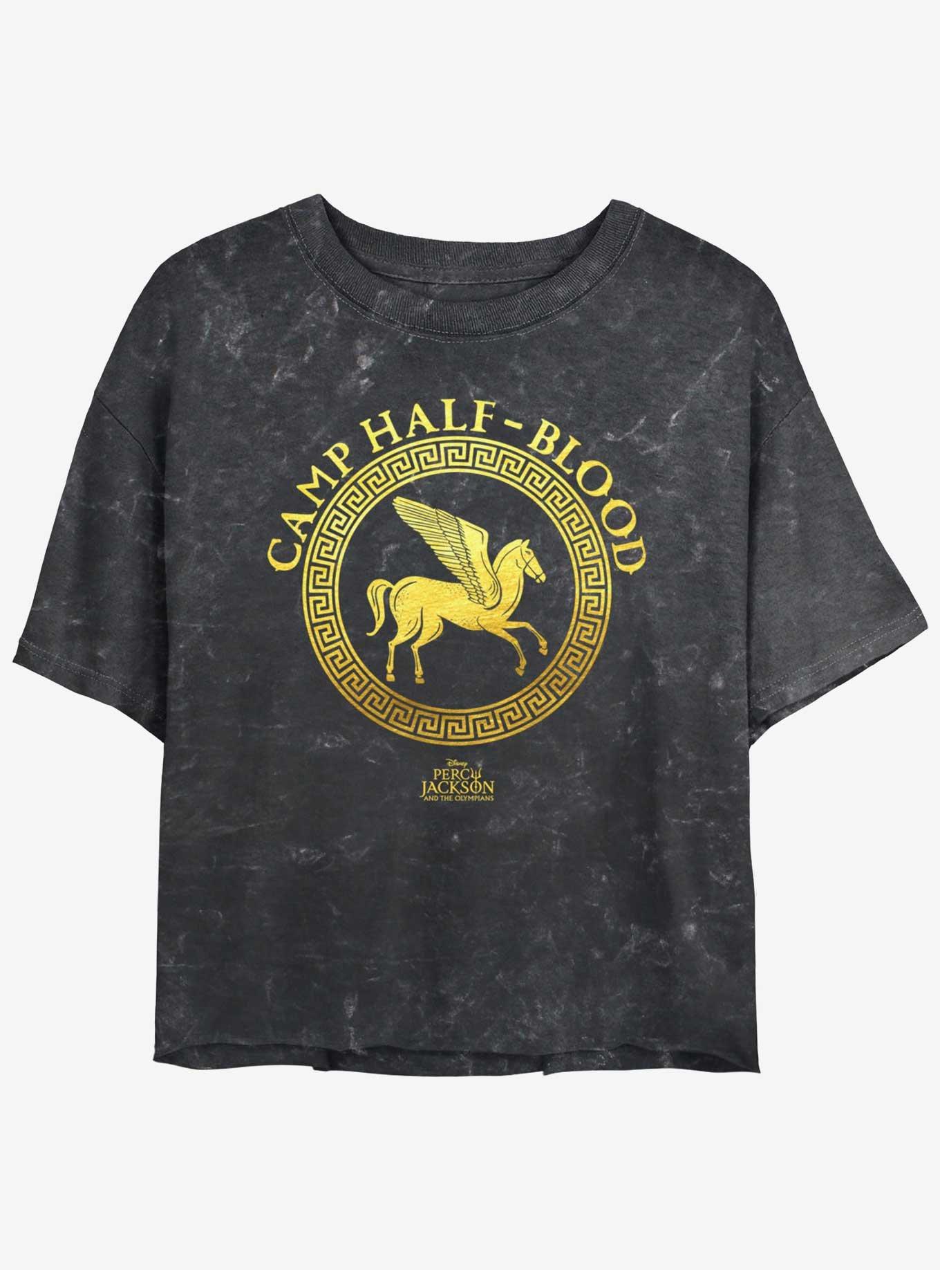 Disney Percy Jackson And The Olympians Camp Half Blood Emblem Logo Mineral Wash Womens Crop T-Shirt, , hi-res
