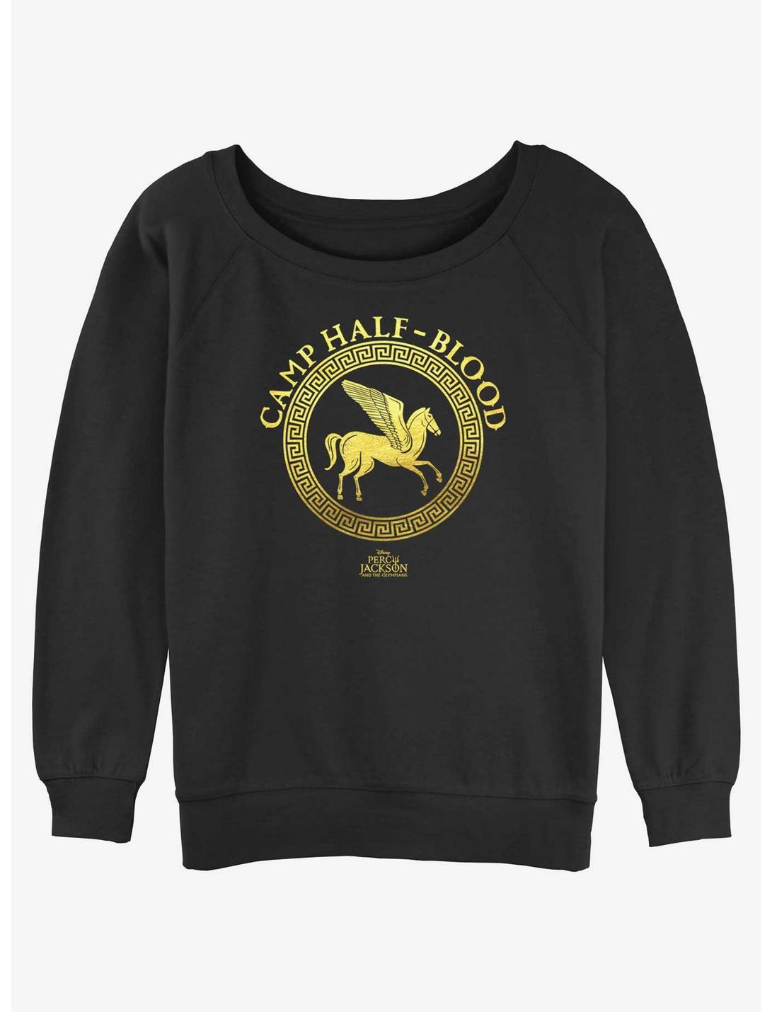 Disney Percy Jackson And The Olympians Camp Half Blood Emblem Logo Womens Slouchy Sweatshirt, BLACK, hi-res