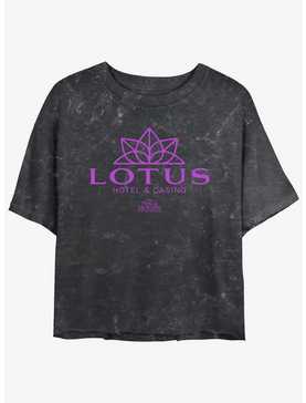 Disney Percy Jackson And The Olympians Lotus Hotel & Casino Logo Mineral Wash Womens Crop T-Shirt, , hi-res