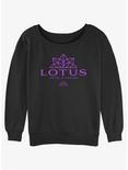 Disney Percy Jackson And The Olympians Lotus Hotel & Casino Logo Womens Slouchy Sweatshirt, BLACK, hi-res