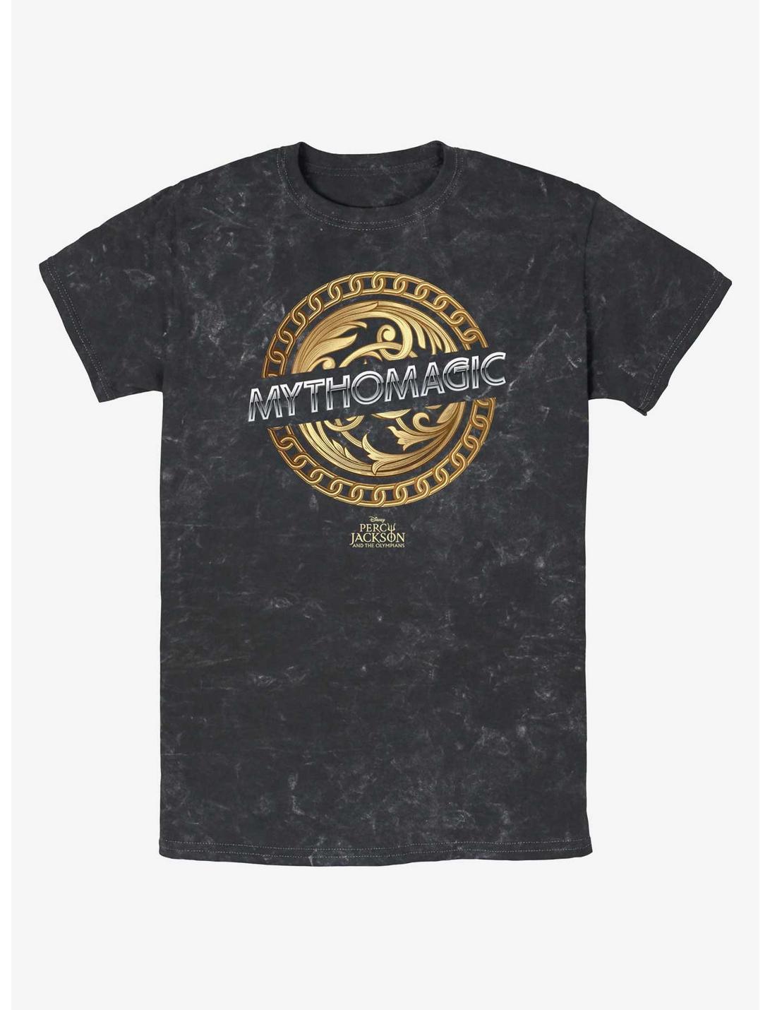 Disney Percy Jackson And The Olympians Mythomagic Logo Mineral Wash T-Shirt, BLACK, hi-res
