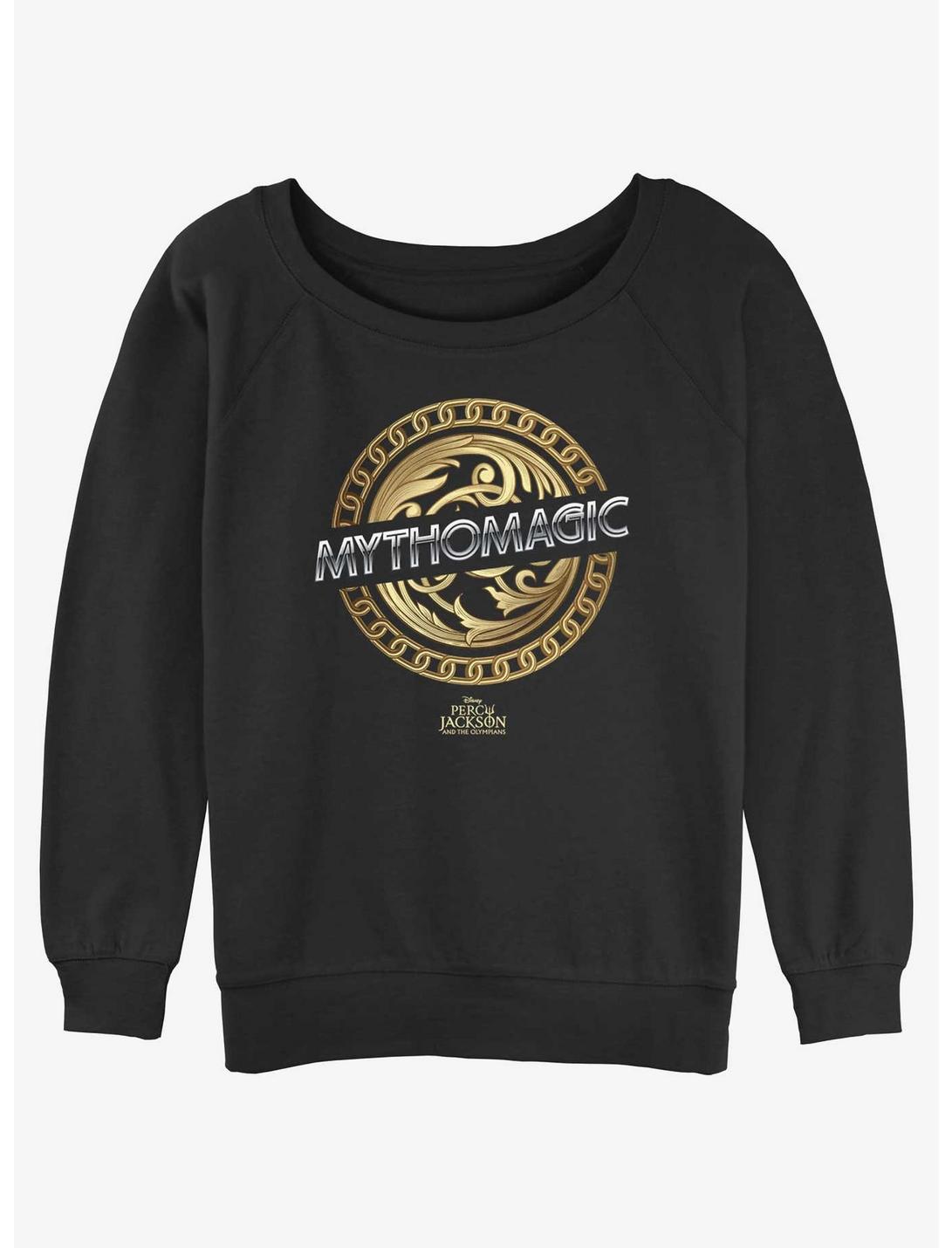 Disney Percy Jackson And The Olympians Mythomagic Logo Womens Slouchy Sweatshirt, BLACK, hi-res