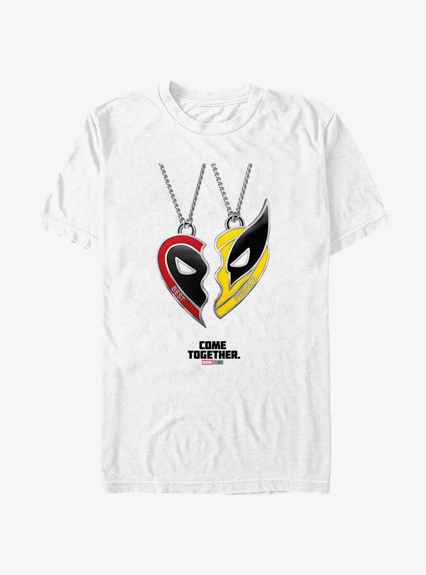 Marvel Deadpool & Wolverine Heart Friendship Necklace T-Shirt, WHITE, hi-res