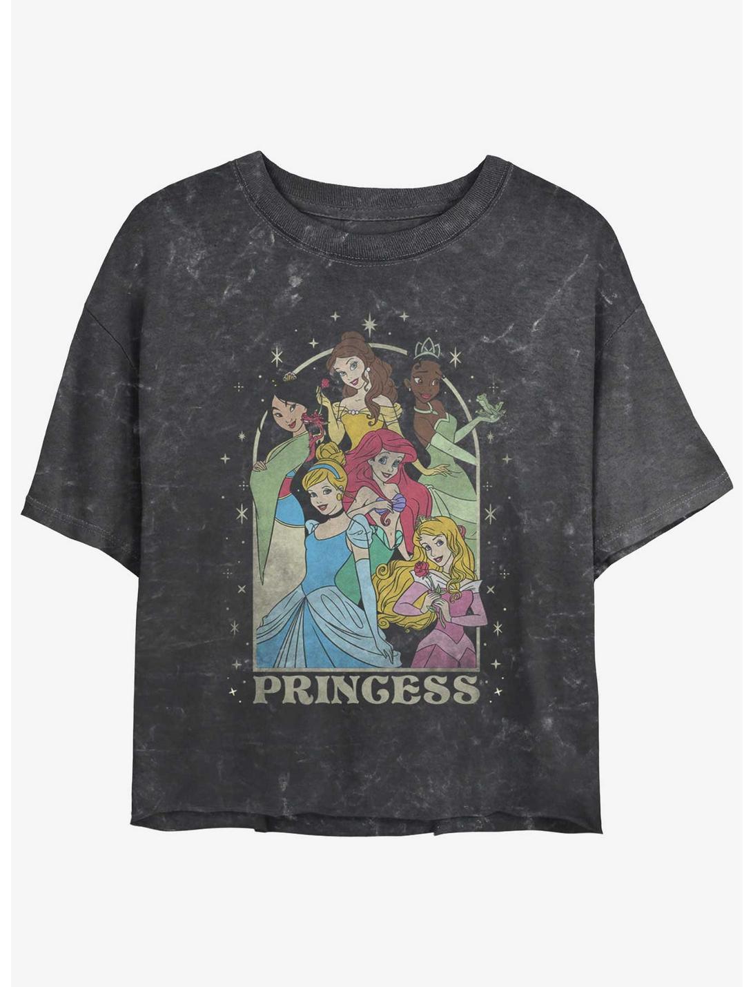 Disney Princesses Princess Arch Womens Mineral Wash Crop T-Shirt, BLACK, hi-res