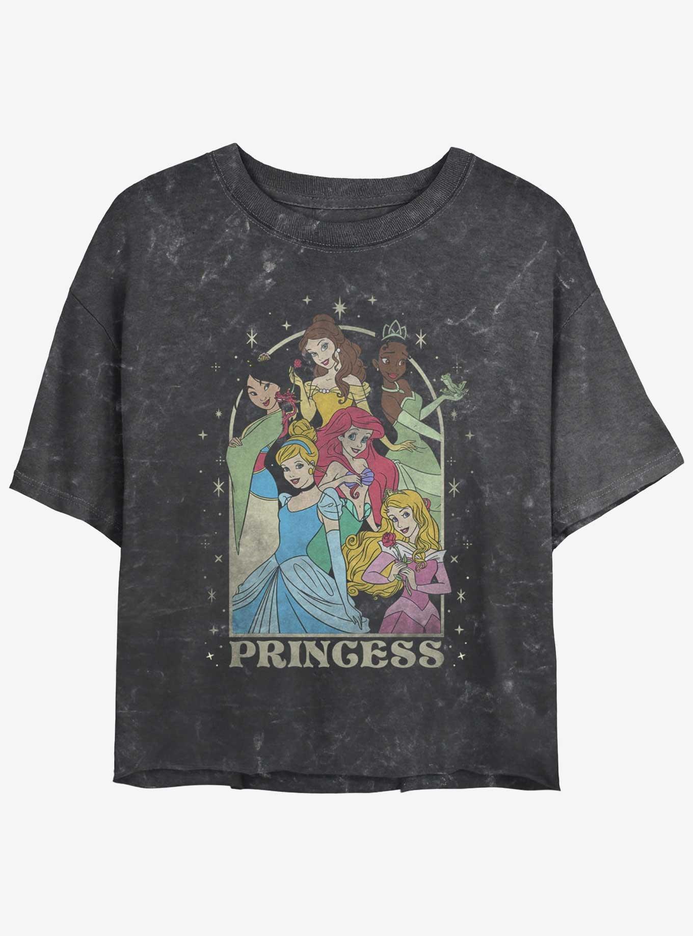 Disney Princesses Princess Arch Womens Mineral Wash Crop T-Shirt, BLACK, hi-res