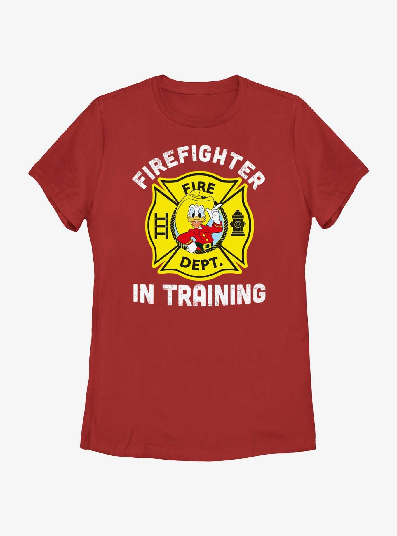 Disney Mickey Mouse Donald Firefighter Training Womens T-Shirt