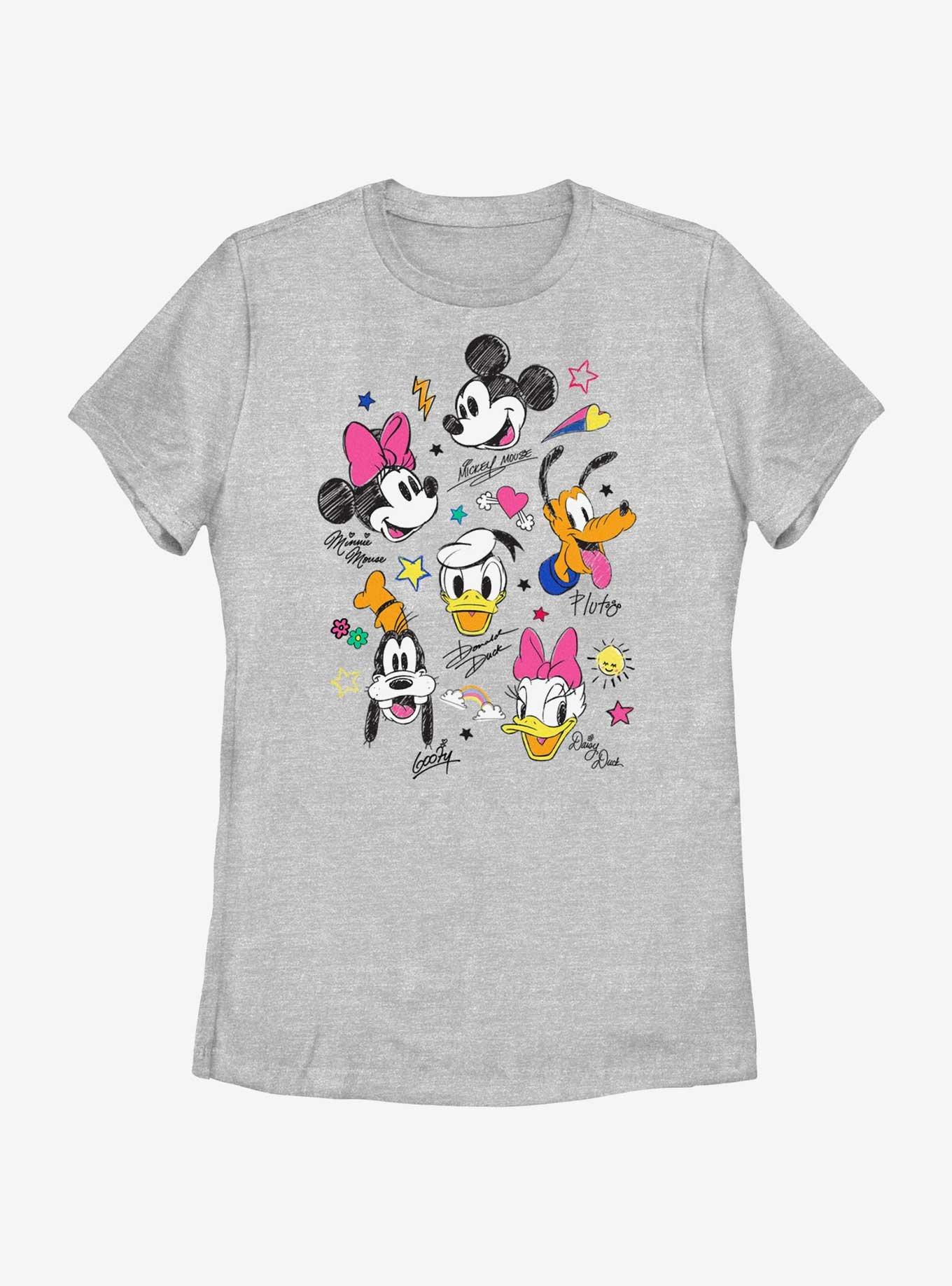 Disney Mickey Mouse Doodle Crew Womens T-Shirt