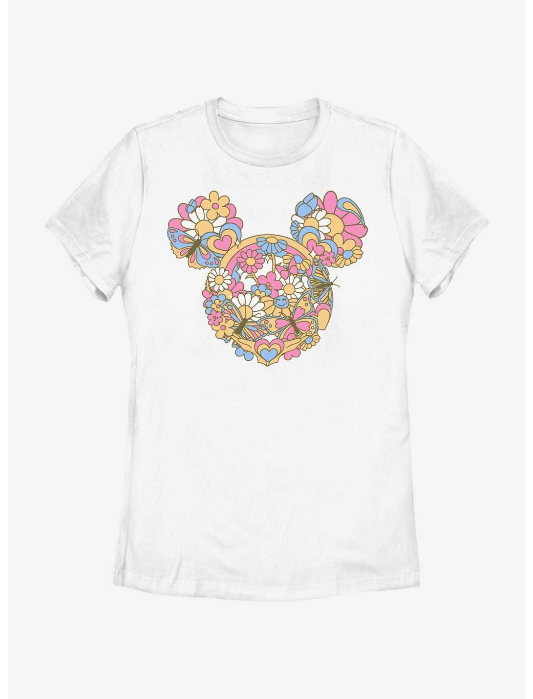 Disney Mickey Mouse Floral Head Womens T-Shirt, WHITE, hi-res