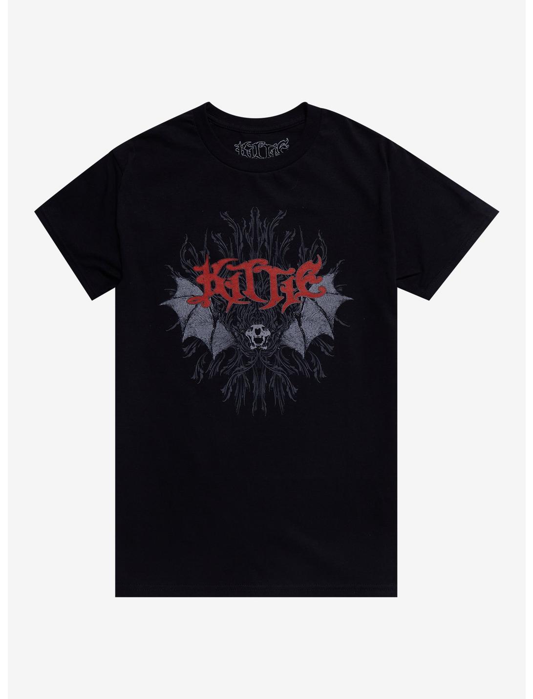 Kittie Cat Skull Wings Boyfriend Fit Girls T-Shirt, BLACK, hi-res