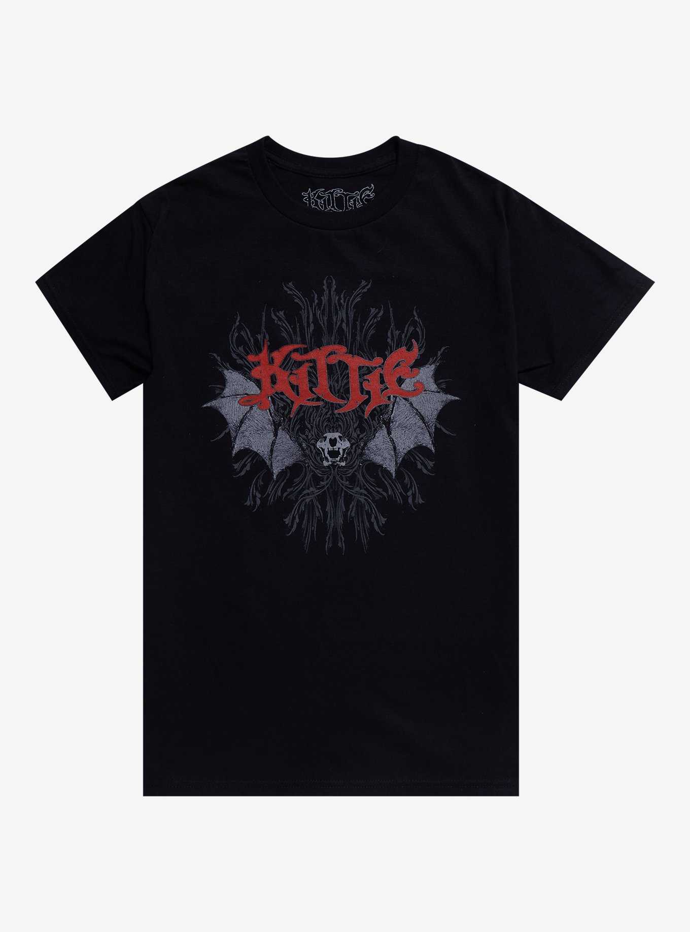 Kittie Cat Skull Wings Boyfriend Fit Girls T-Shirt, , hi-res