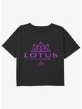 Disney Percy Jackson And The Olympians Lotus Hotel & Casino Logo Youth Girls Boxy Crop T-Shirt, BLACK, hi-res