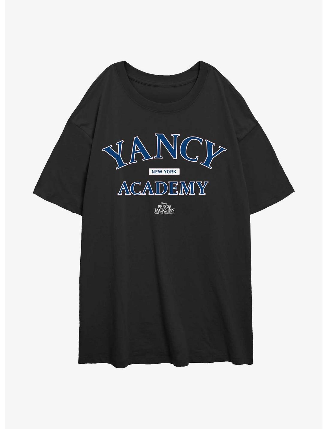 Disney Percy Jackson And The Olympians Yancy Academy Logo Womens Oversized T-Shirt, BLACK, hi-res