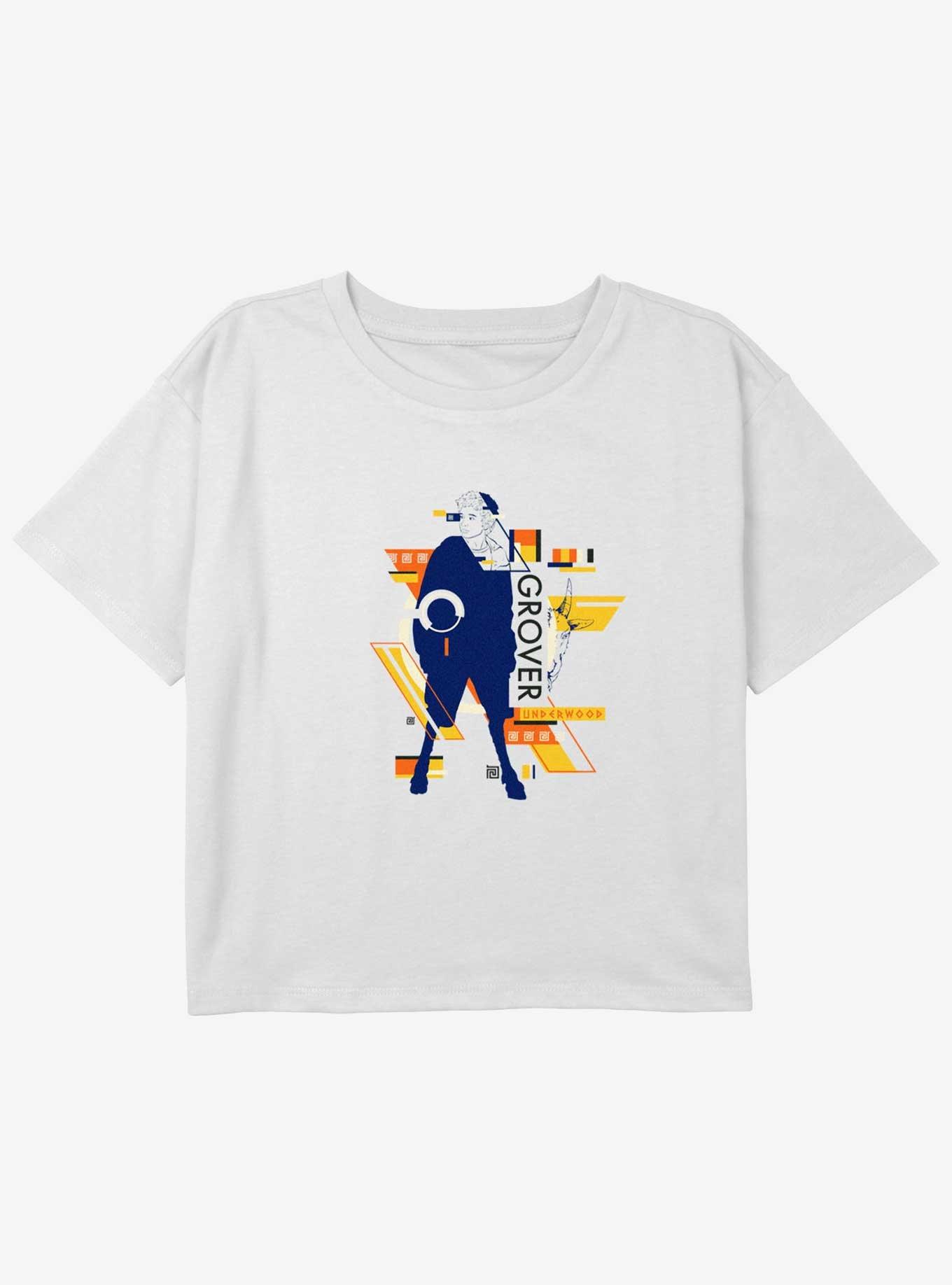 Disney Percy Jackson And The Olympians Grover Geometric Youth Girls Boxy Crop T-Shirt, , hi-res