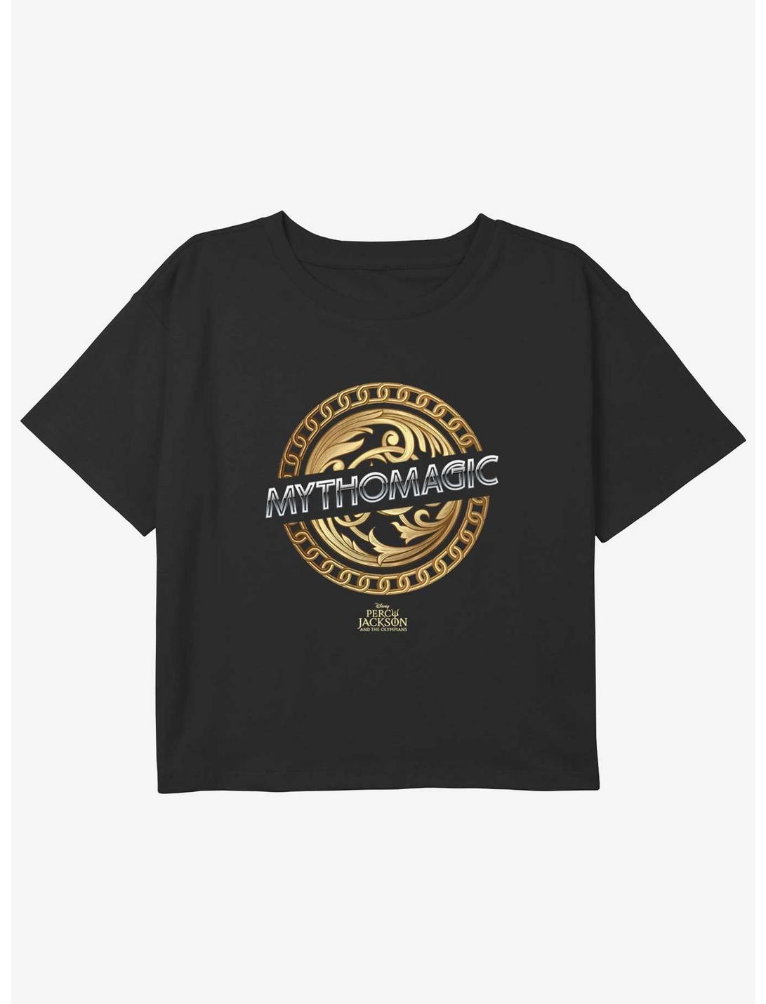 Disney Percy Jackson And The Olympians Mythomagic Logo Youth Girls Boxy Crop T-Shirt, BLACK, hi-res