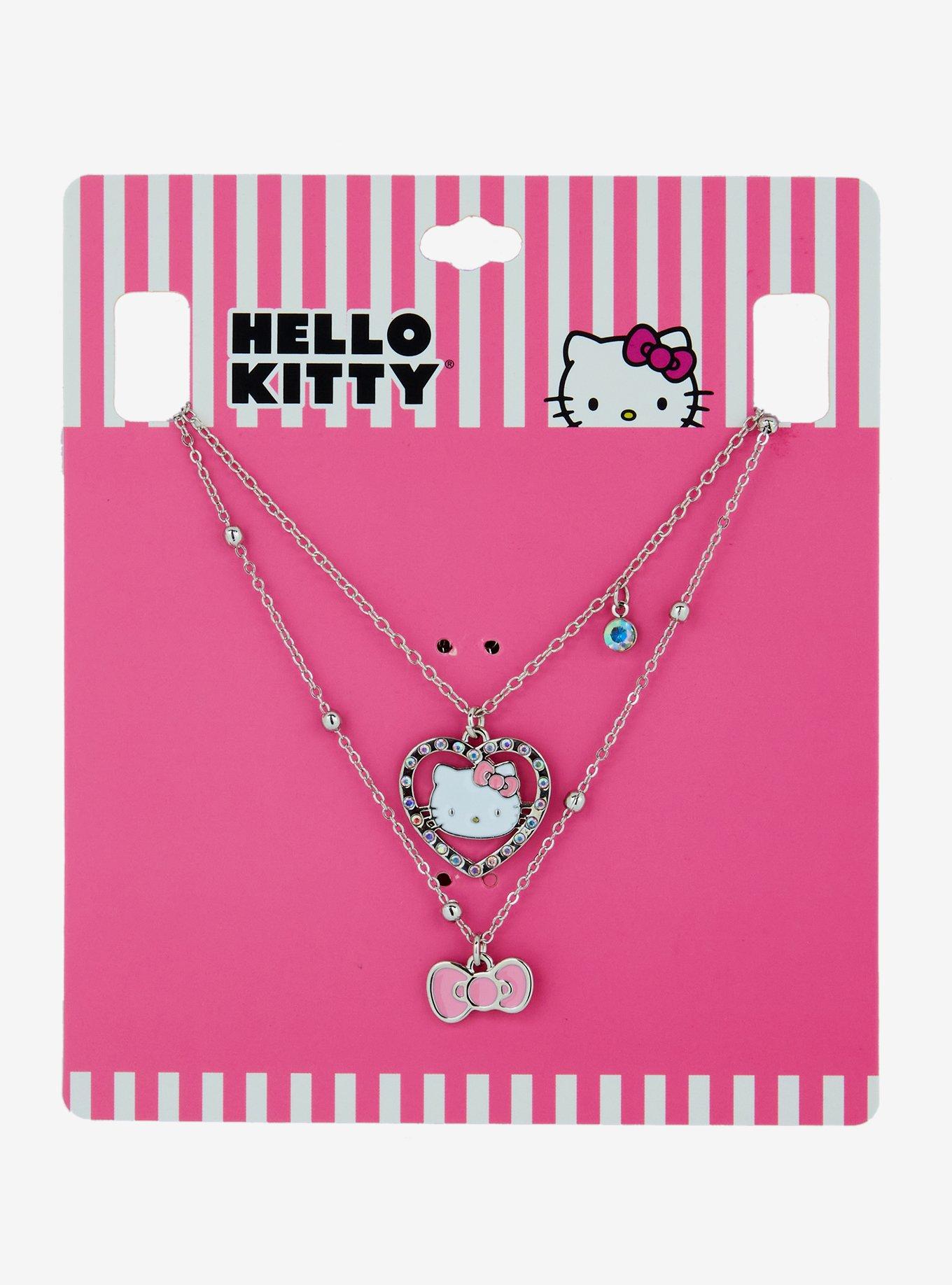 Hello Kitty Bling Heart Bow Necklace Set, , hi-res