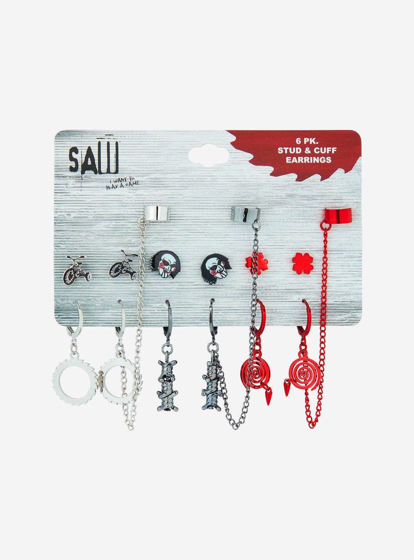 Saw Jigsaw Barbed Wire Puzzle Cuff Earring Set