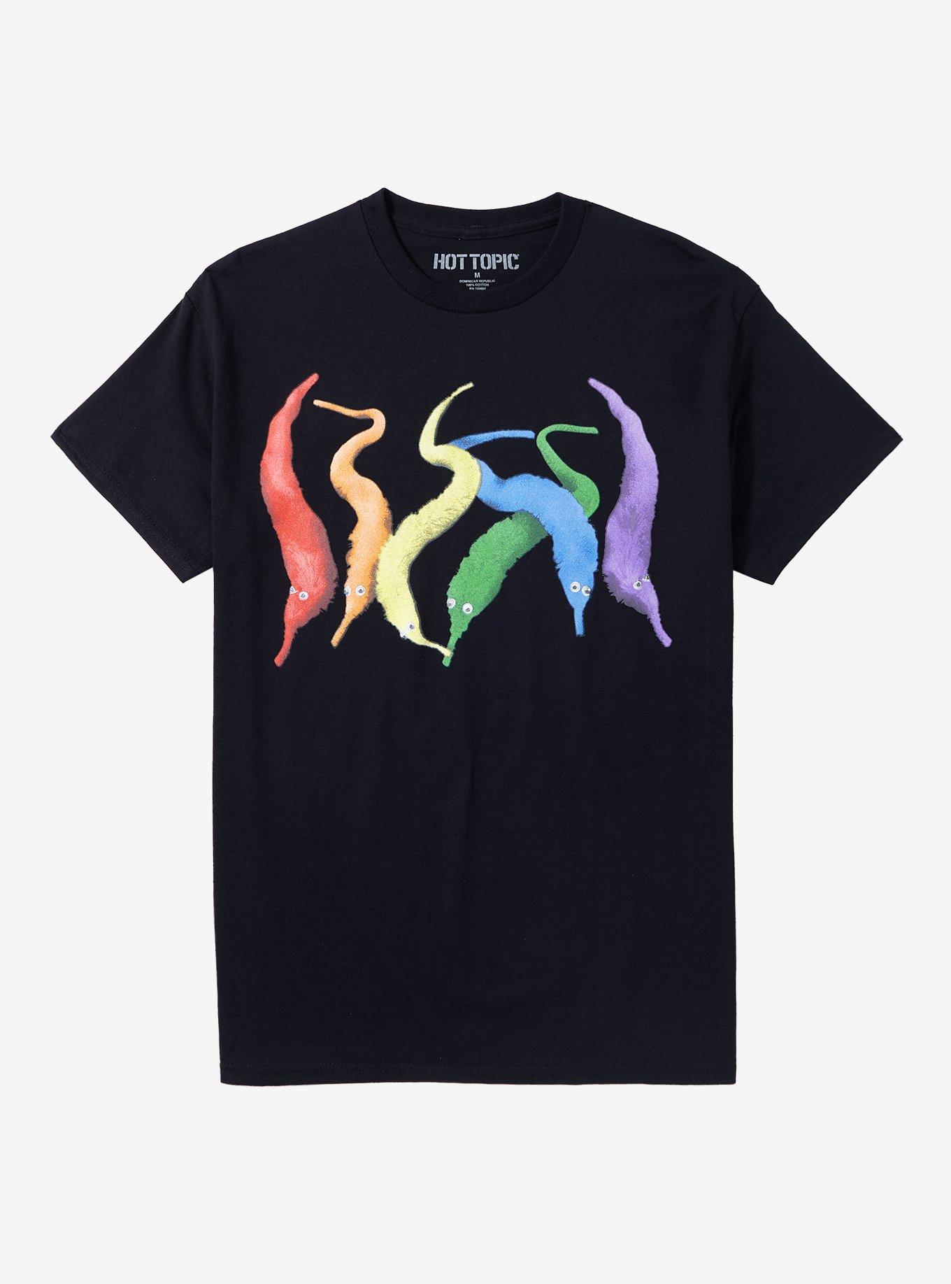 Rainbow 3D Squiggle Worms T-Shirt, BLACK, hi-res