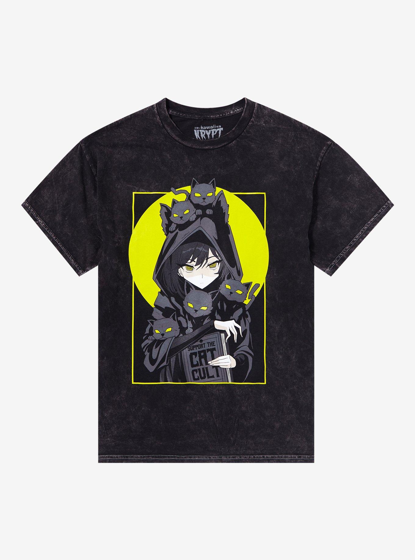 Cat Cult Mineral Wash T-Shirt By Kawaii Krypt, , hi-res