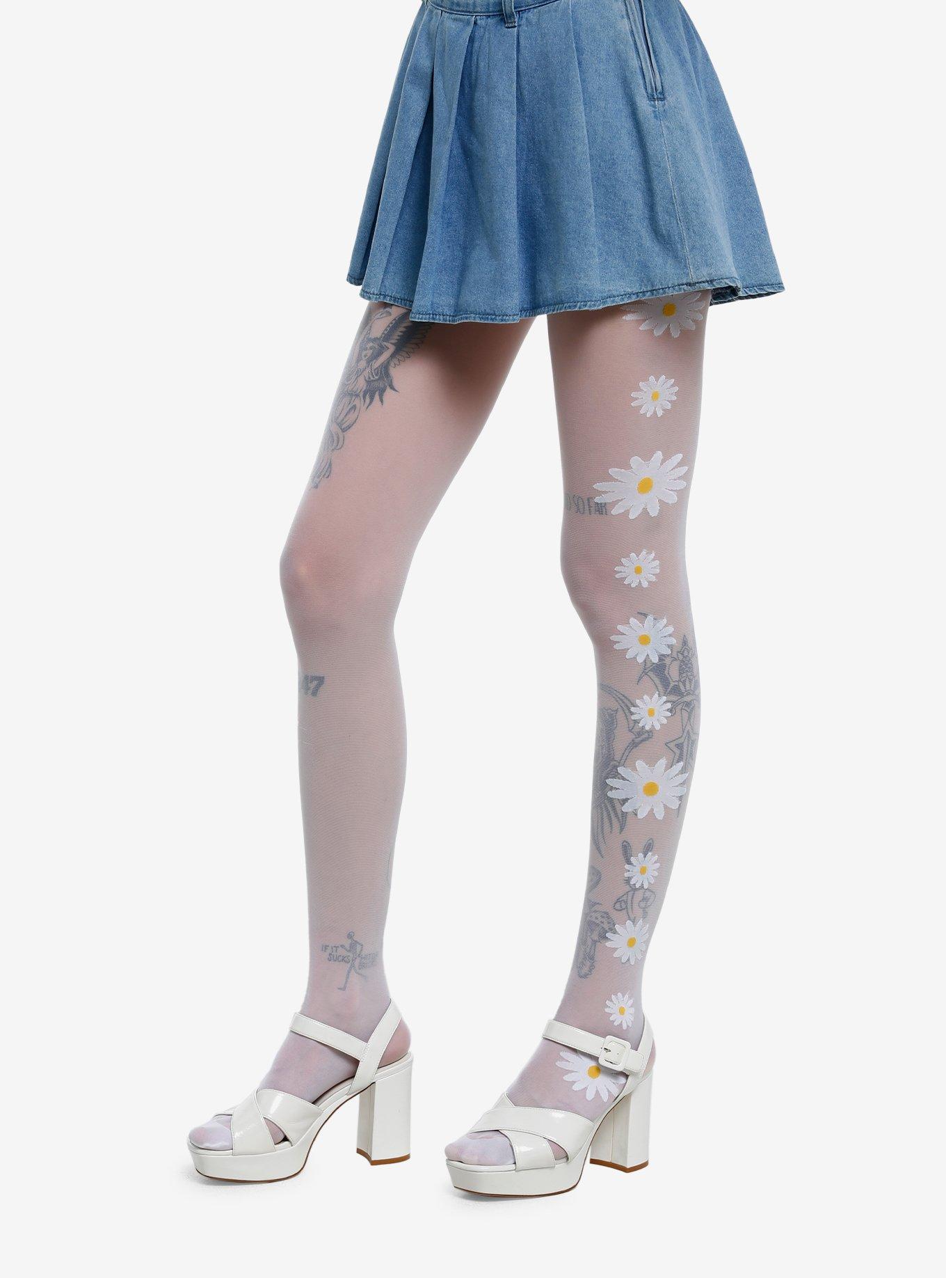 White Daisy Tights, , hi-res