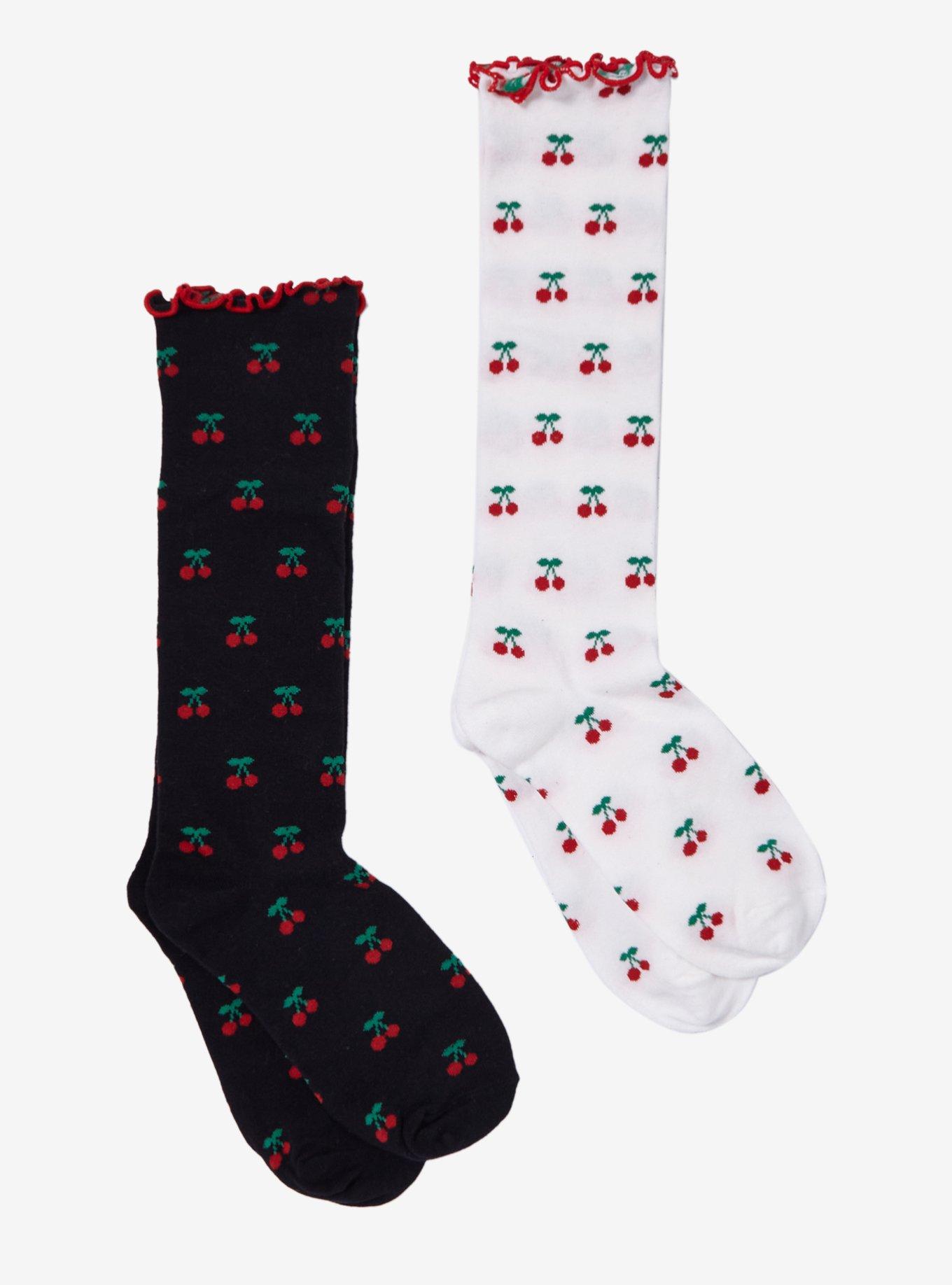 Cherry Lettuce Trim Crew Socks 2 Pair, , hi-res