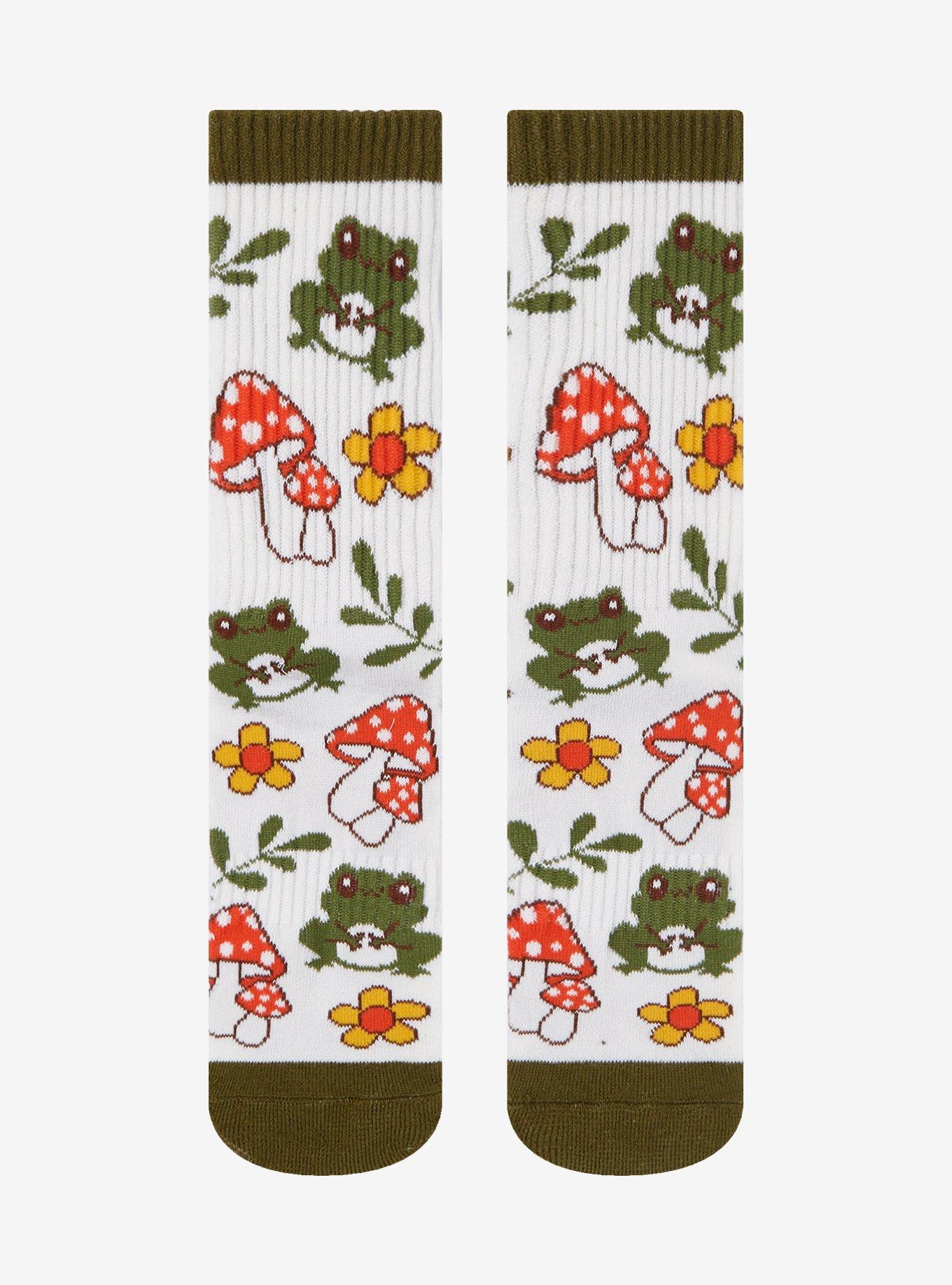 Mushroom Frog Crew Socks, , hi-res