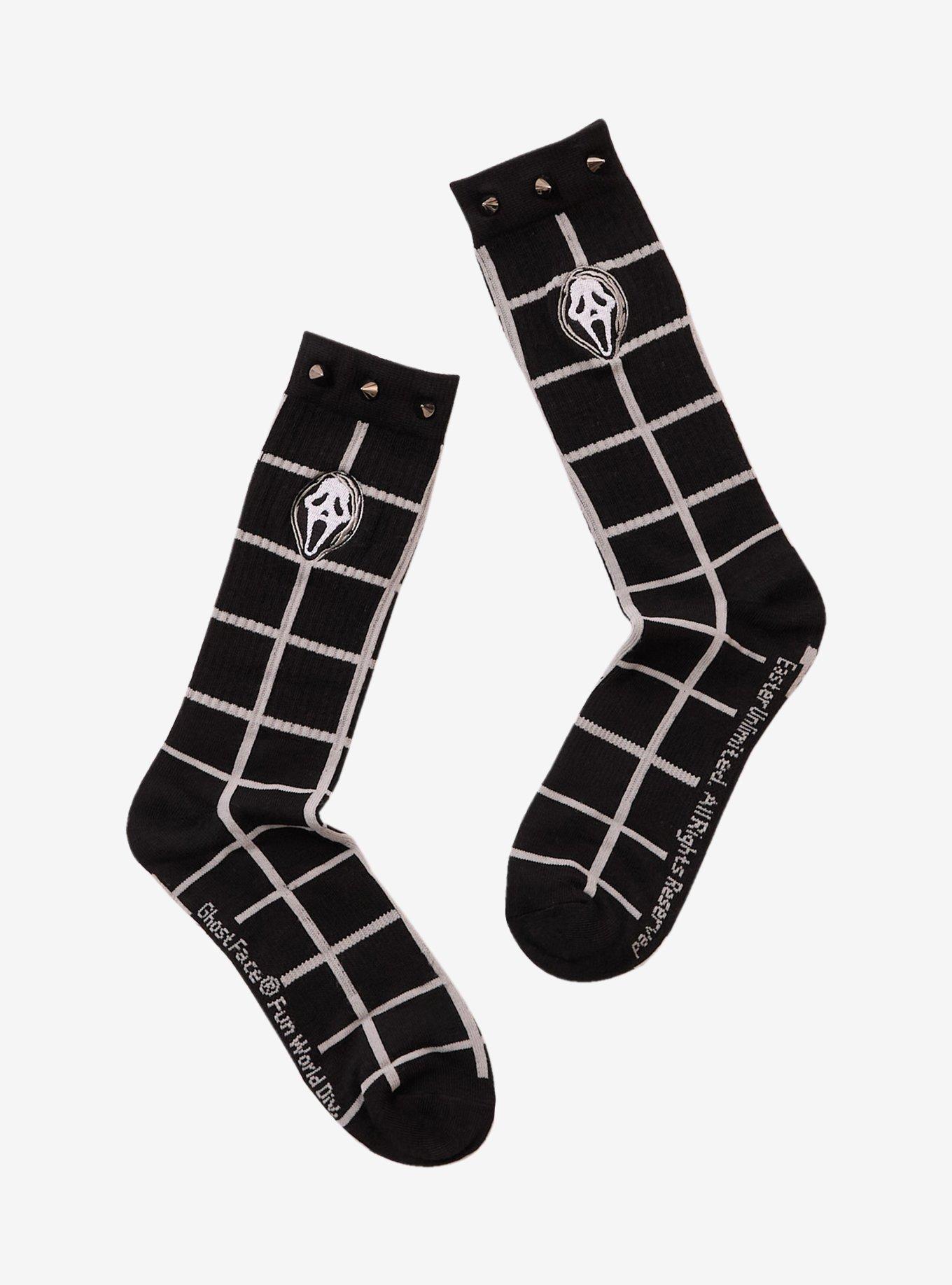 Ghost Face Spiked Crew Socks, , hi-res