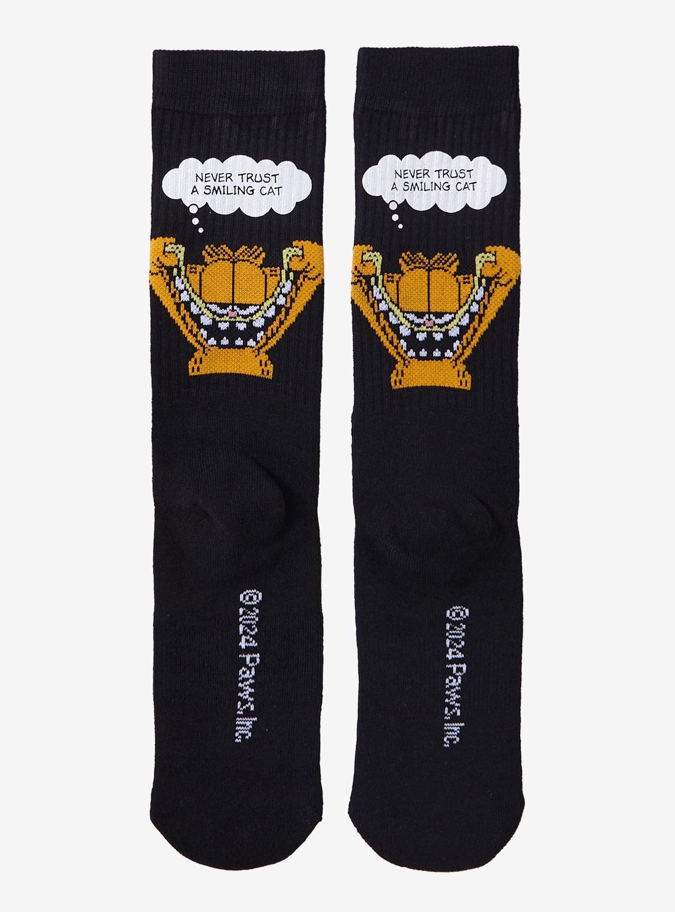 Garfield Never Trust A Smiling Cat Crew Socks, , hi-res