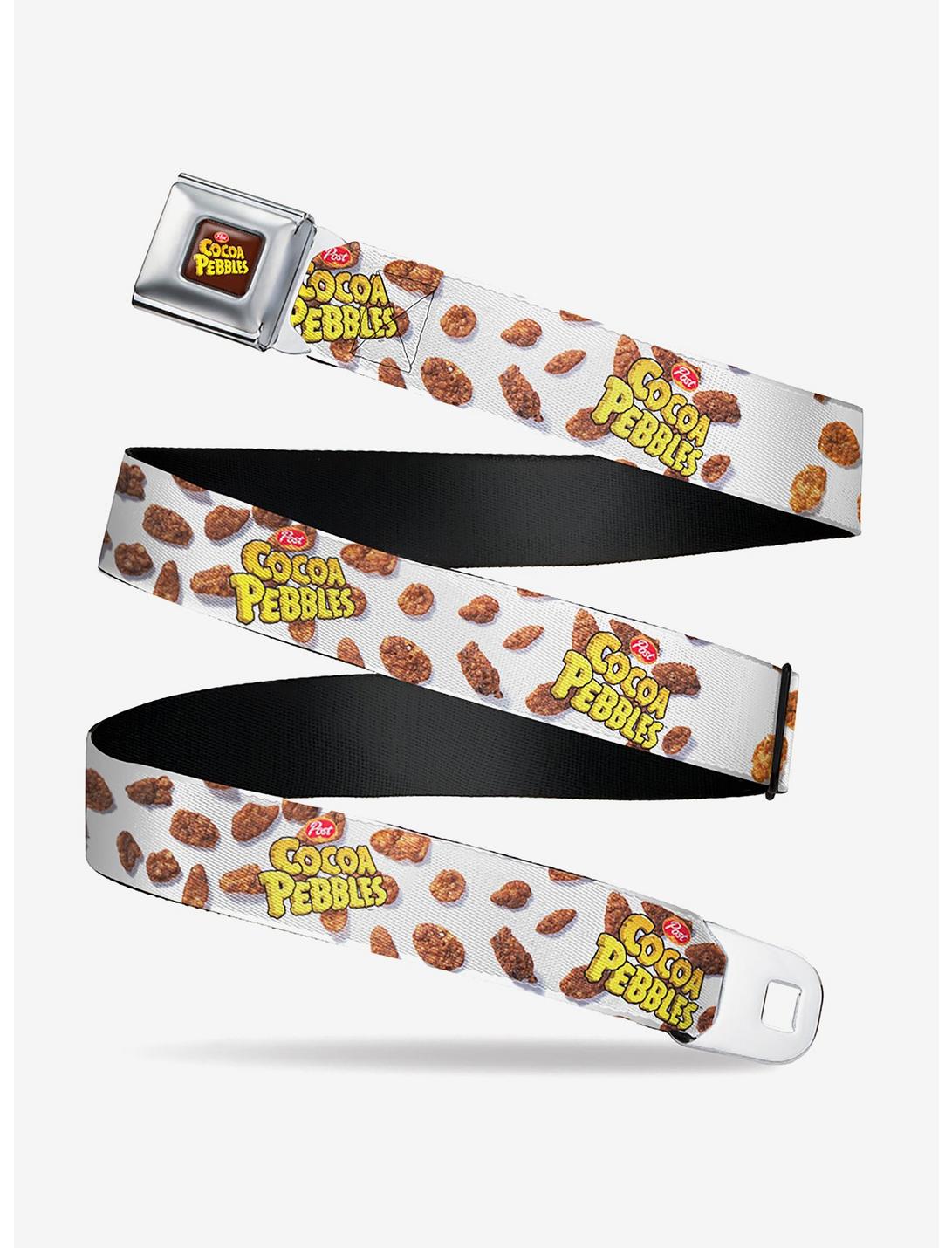 The Flintstones Post Cocoa Pebbles Logo And Cereal Scattered Seatbelt Belt, BRIGHT WHITE, hi-res