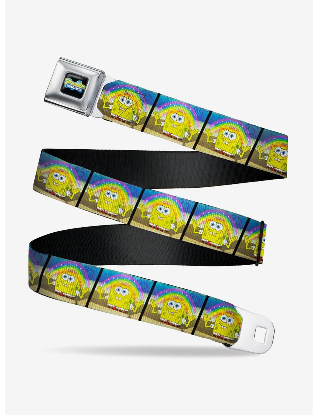 SpongeBob SquarePants Smiling Rainbow Pose Blocks Seatbelt Belt, BRIGHT YELLOW, hi-res