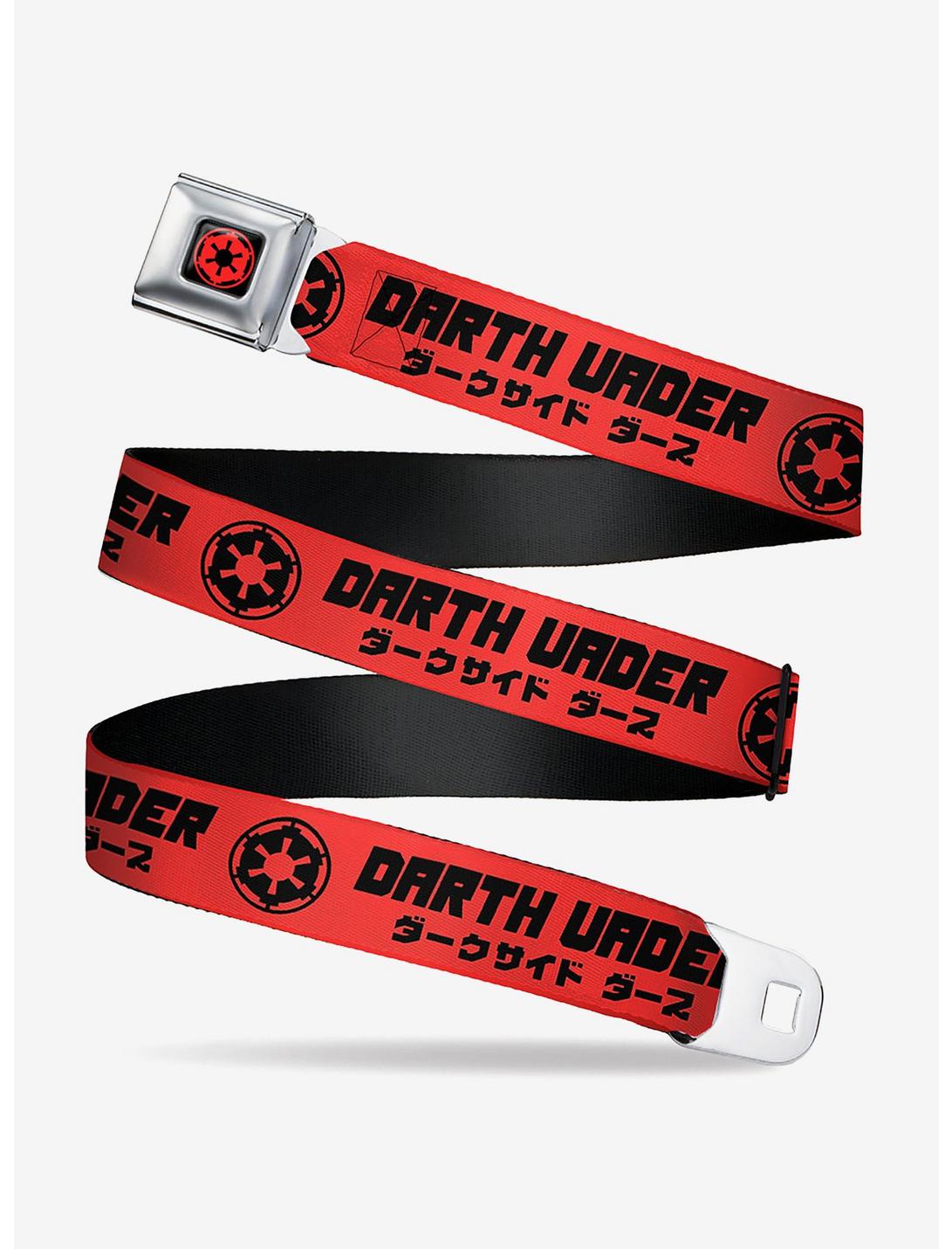 Star Wars Darth Vader Text And Galactic Empire Logo Seatbelt Belt, RED, hi-res