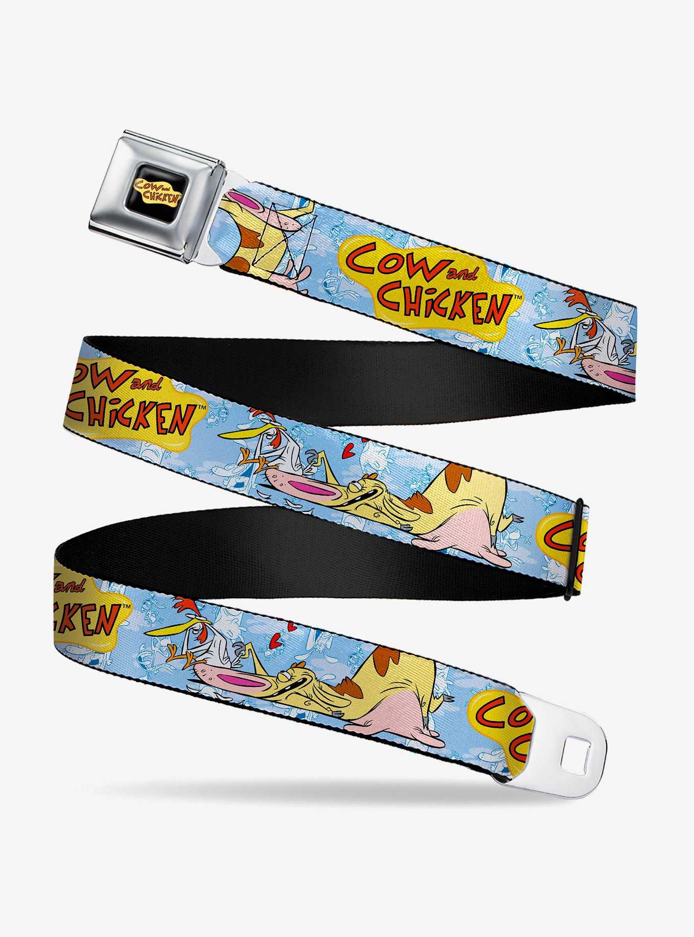 Cow And Chicken Title Logo And Character Poses Seatbelt Belt, , hi-res