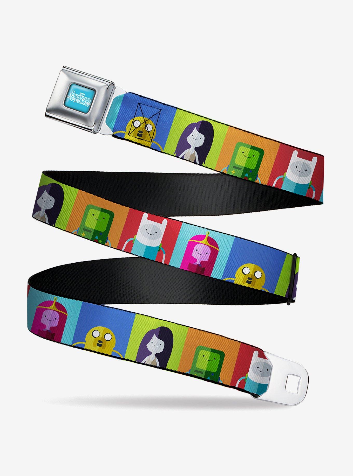 Adventure Time Five Character Pose Color Blocks Seatbelt Belt, MULTI, hi-res