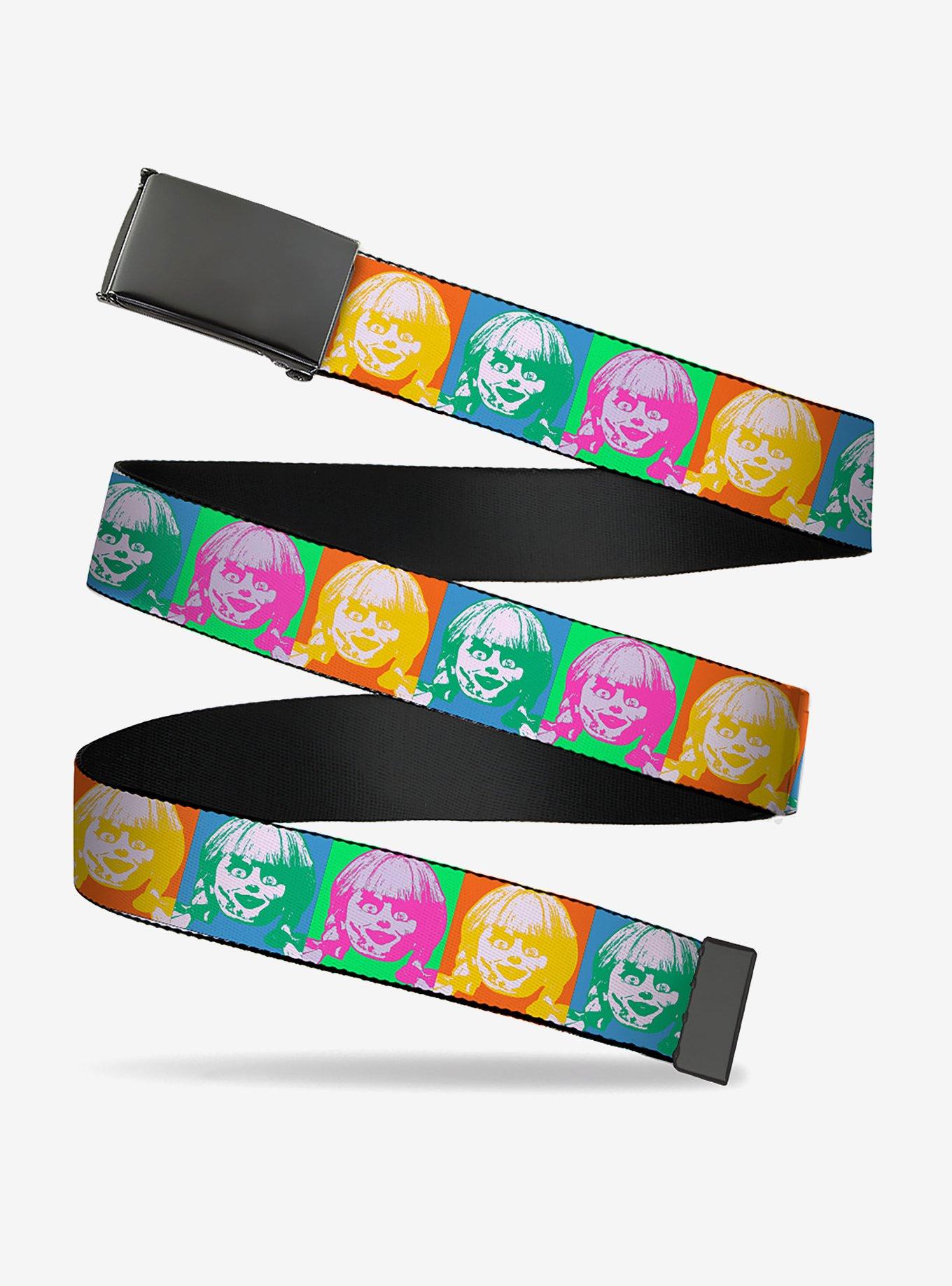 Annabelle Doll Face Pop Art Color Block Flip Web Belt, , hi-res