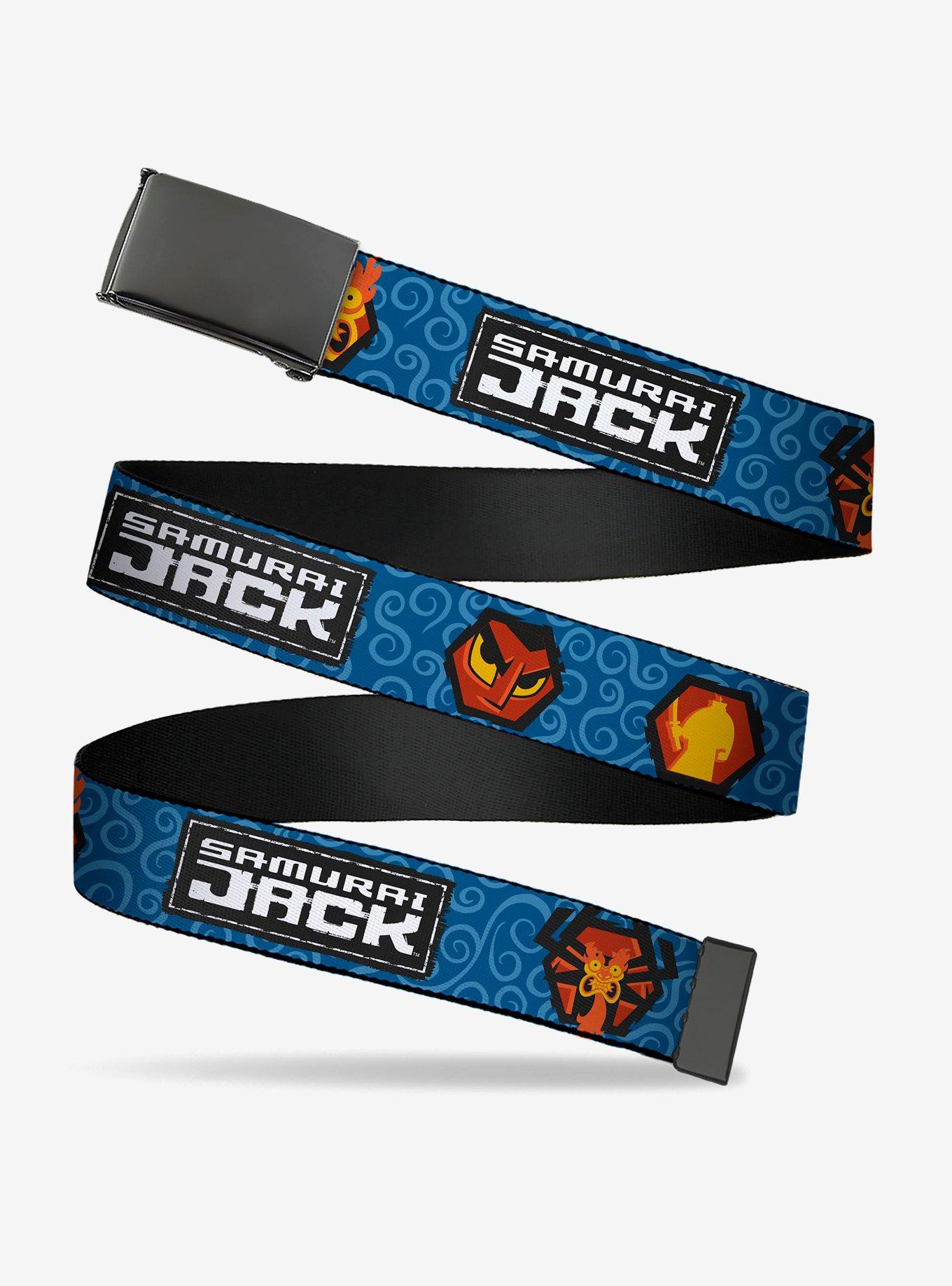 Samurai Jack Title Logo And Icons With Swirl Flip Web Belt