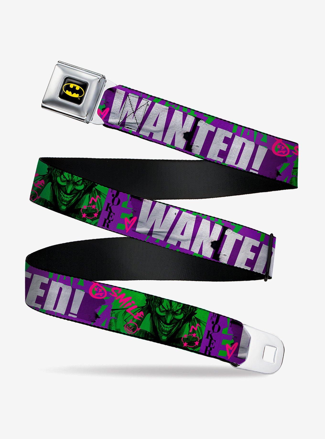 DC Comics The Joker Wanted Smiling Pose And Graffitis Seatbelt Belt, , hi-res
