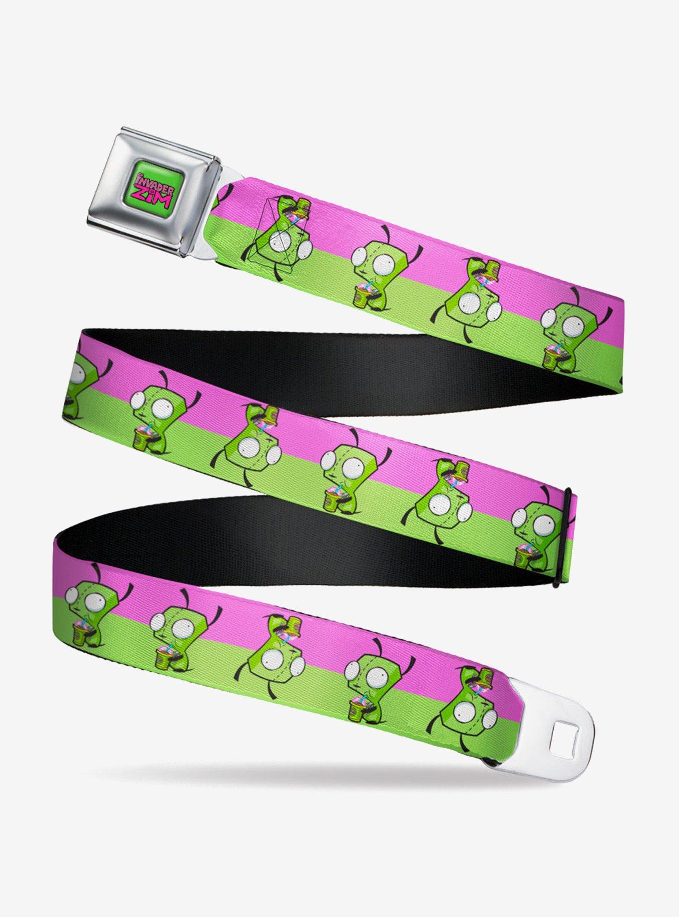 Invader Zim GIR Drinking Pose Stripe Purple Seatbelt Belt, , hi-res